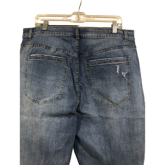 NWT NEW‎ Eloquii Classic Fit Stretch Denim Mom Jean Denim Jeans Distressed - Picture 13 of 16